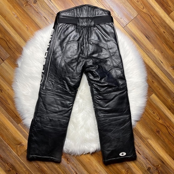 Polaris Pure Black Leather Insulated Snowmobile Pants - Picture 2 of 11
